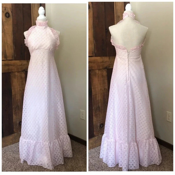 Barbiecore Pink Vintage 70s Maxi Dress - Picture 1 of 11